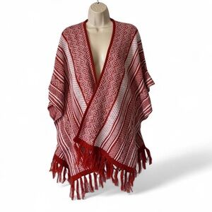Geometric‎ Pattern Fringe Poncho